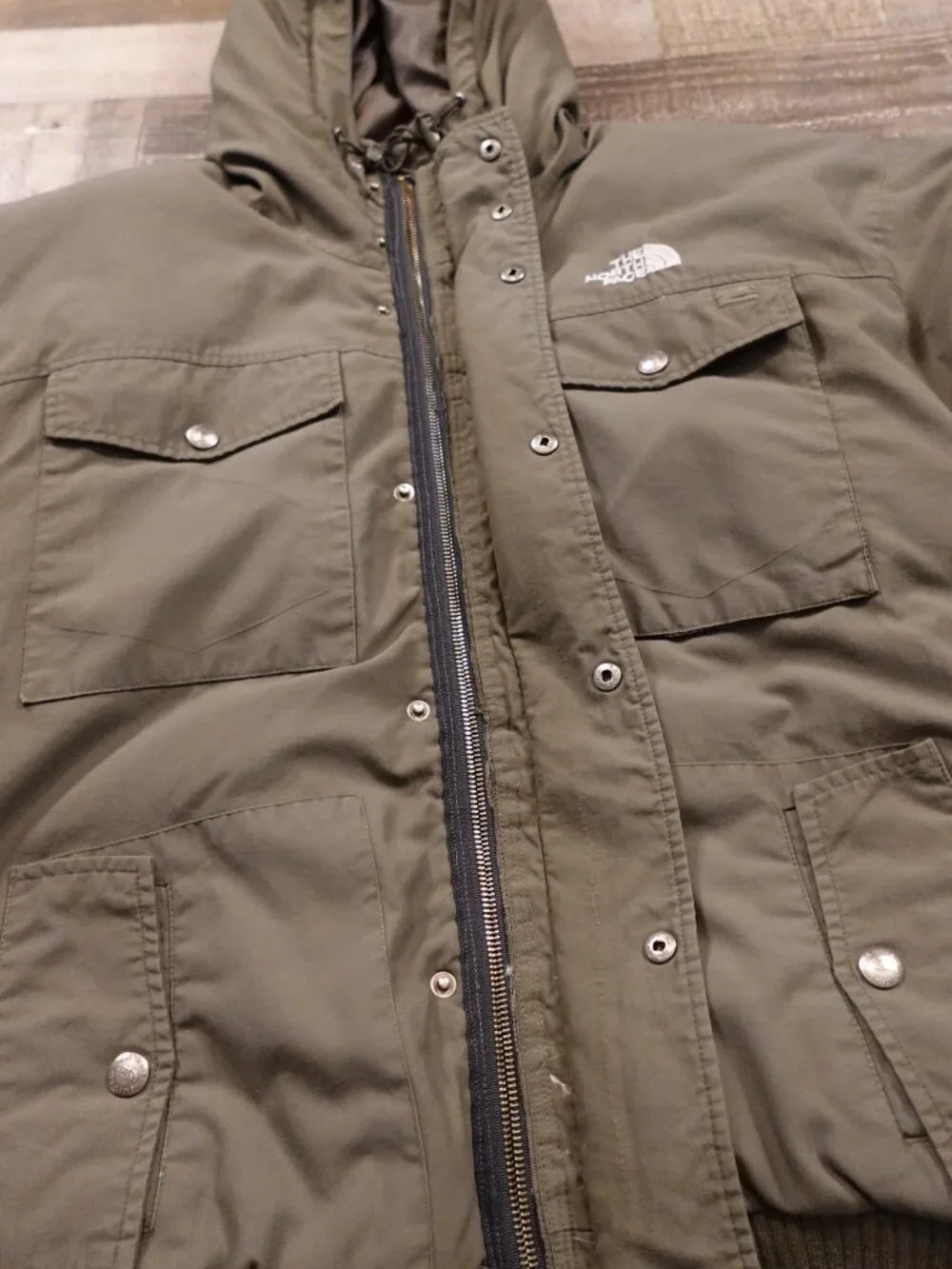 The‎ North Face HyVent Down Jacket Parka Men’s XL Olive Faux Fur Hood Vintage